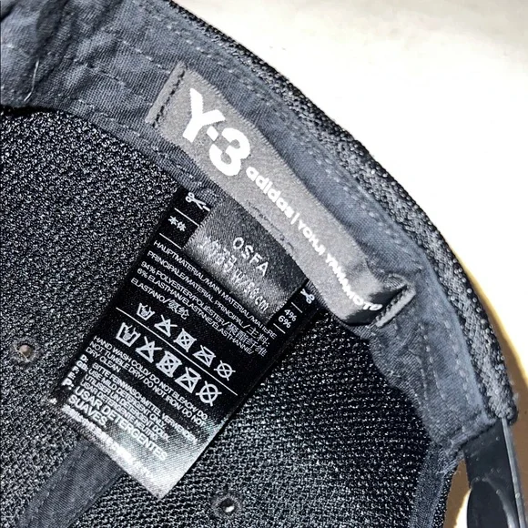 Y-3 Adidas Black Logo Baseball Snap Back Cap Hat